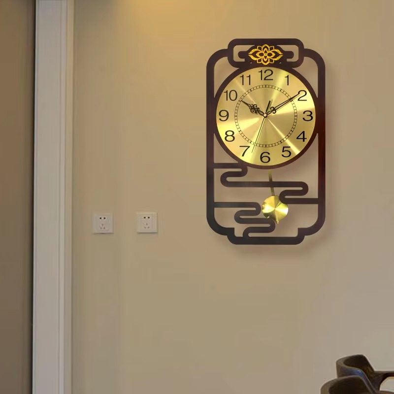Interior Design Vintage Modern - Zegar ścienny z płynnym mechanizmem, drewniany,