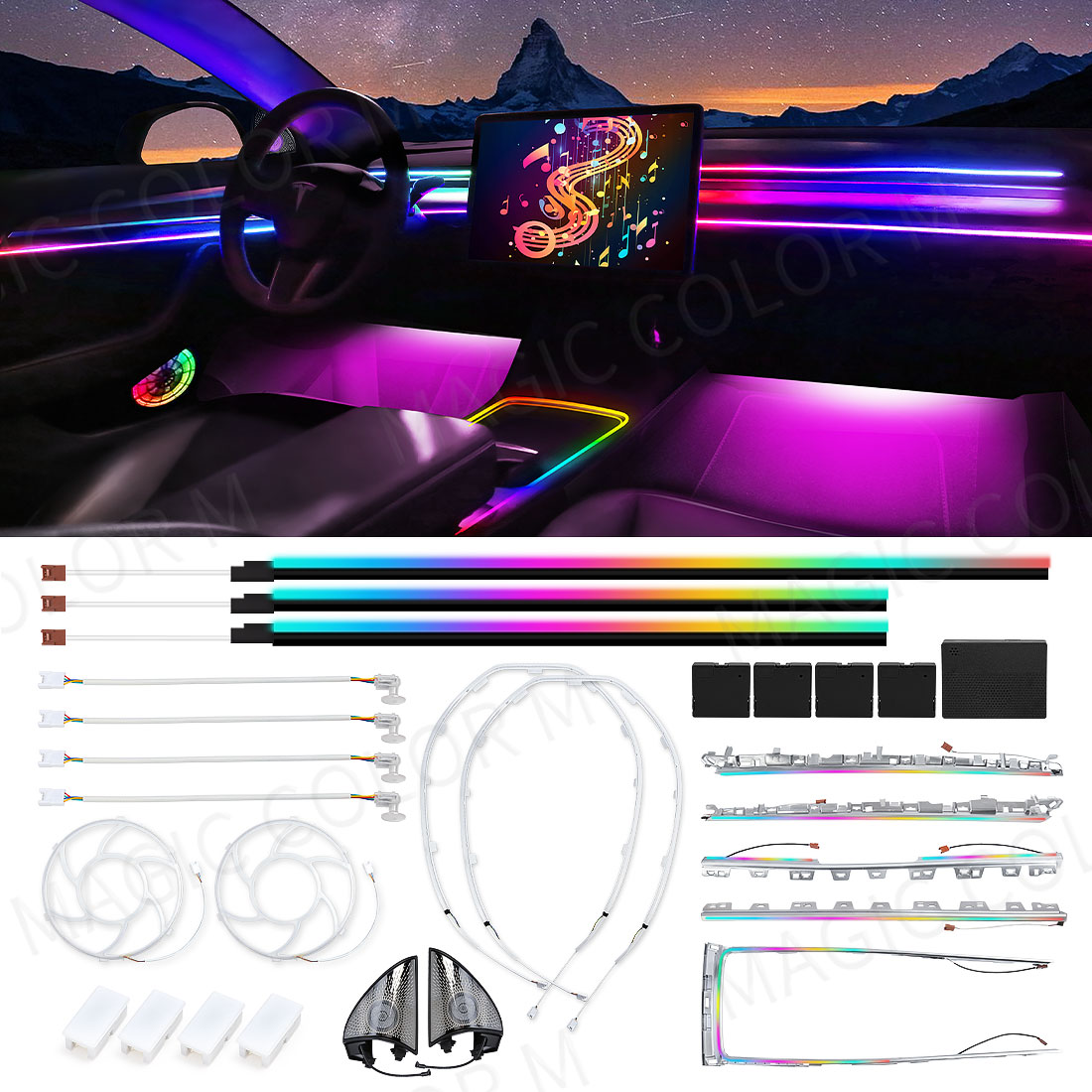 Interior Design Tech - Oświetlenie ambientowe LED do Tesla Model