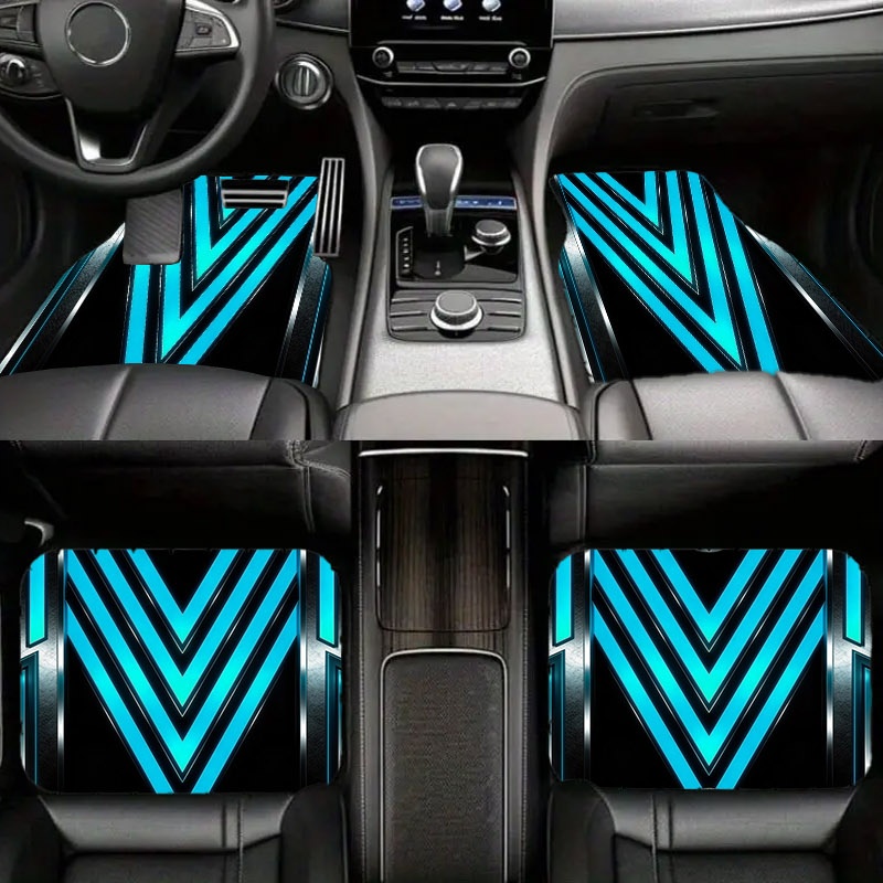 Interior Design Tech - 5 szt. Dywaników samochodowych, futurystyczny niebieski